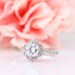 Certified  7mm Forever One Moissanite Near Colorless Engagement Ring Vintage Floral style In 14k White Gold,  Gem1224 