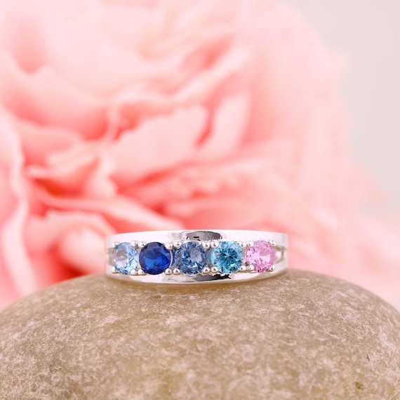 Fleur Swirl Design Mother's Family Birthstone Ring Fleur Swirl Design Mother's Family Birthstone Ring