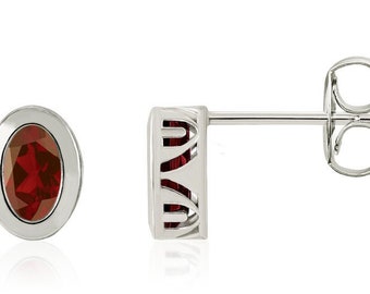 114K White/Yellow Gold  Bezel Set Natural Garnet,/Peridot,/Swiss /Topaz ,/Amethyst Filigree Stud Earrings,Oval Stud Earrings