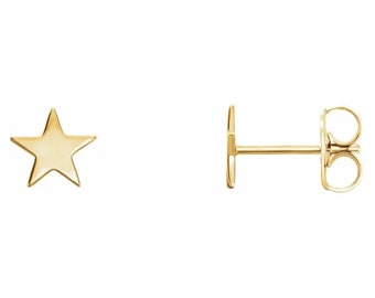 Solid 14K Yellow Star Earrings  (Other metals & Sizes available) -Ready To Ship