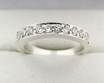 Natural Diamond Wedding Band Ring 14k White Gold