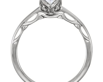 6.5mm Round Forever One (GHI) Moissanite Solid 14K White Gold  Solitaire  Engagement Ring set  ST233542