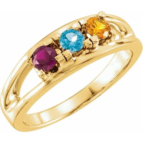 14K Gold Mothers Birthstone Ring With 2 or 3 4 5 Stone - Etsy