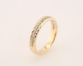 Diamond Rope  Band 14K White / Yellow / Rose  Gold  Natural Round Diamond Wedding Ring Aniversary Ring ST234130