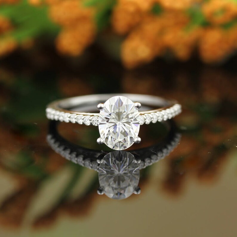 Certified Forever One Moissanite Colorless Engagement Ring image 2