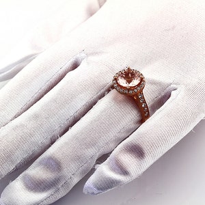 Natural Round Pink Morganite Solid 14K Rose Gold Diamond engagement Ring image 5