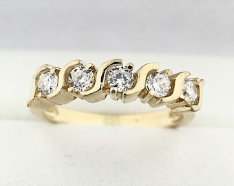 Natural Diamond Wedding Band Ring 14k Yellow Gold