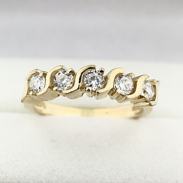 Natural Diamond Wedding Band Ring 14k Yellow Gold
