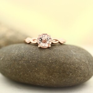 Natural morganite Infinity Style Solitaire Engagement Ring in 14K Rose Gold image 3