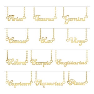 14K Yellow Gold Zodiac 18 Necklace 1mm Cable Chain image 5