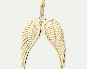 14K Yellow Gold  Angel Wings Pendant Necklace