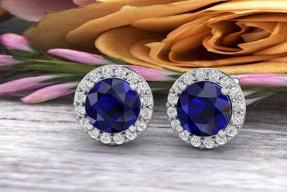 人工 ブルーサファイア ダイヤモンド ピアス 人工 ブルーサファイア