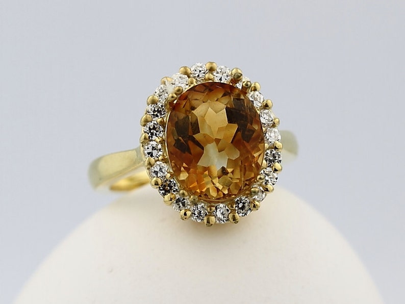 Natural Yellow Citrine Solid 14K Yellow Gold Diamond Ring - Etsy