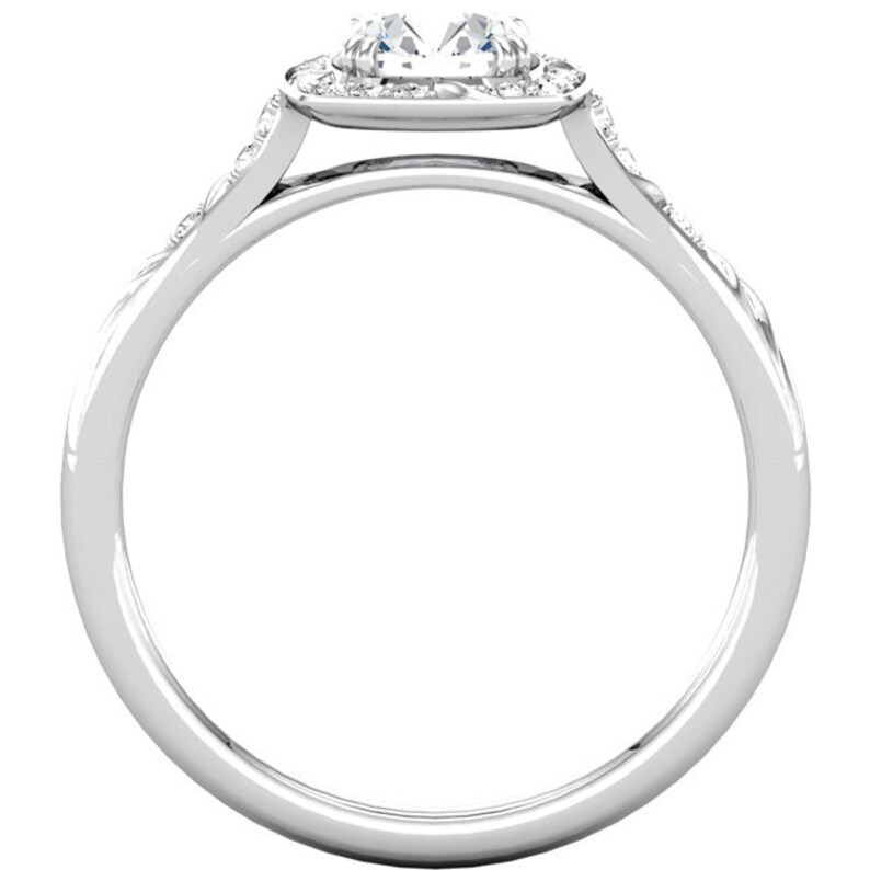 1.0 ct Forever One GHI Moissanite Solid 14K White Gold Diamond Sculptural-Inspired Engagement Ring ST232071 image 2