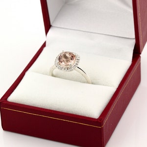 Natural AAA Pink Morganite Solid 14K White Gold Diamond engagement Halo Ring Gem873 image 3