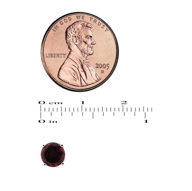 6mm, 1.80 cttw Solid 14k White Gold Red Garnet Stud Earrings