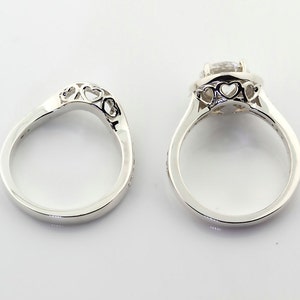 1.50  carat  Forever One (GHI) Moissanite 14K White Gold  Diamond Engagement Halo Ring Set - Gem807