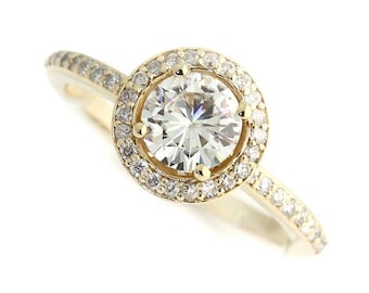 IGI Certified Lab Grown Diamond Solid 14K Yelow /White / Rose Gold Halo Floral Engagement Ring / Bridal Wedding Ring Gift For Her
