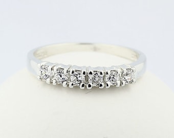 Natural White Sapphire 14k White Gold Wedding Band Ring---special