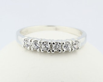 Natural White Sapphire 14k White Gold Wedding Band Ring---special