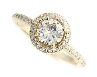 1.0  ct Forever Brilliant Moissanite Solid 14K Yellow Gold Diamond Engagement Ring - ST232603