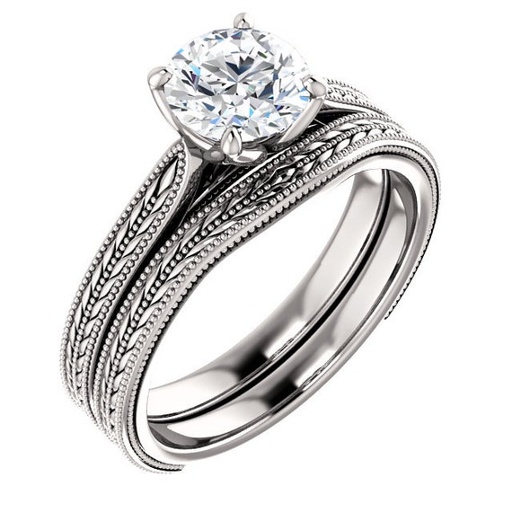 4 Ct ronde FOREVER BRILLIANT MOISSANITE Bague Fiançailles 14K Or Blanc Finition