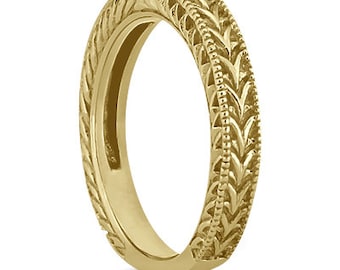 Antique Engraved Wedding Band w/ Filigree & Milgrain 14k Yellow  Gold ****Special for you*****-ENS2898