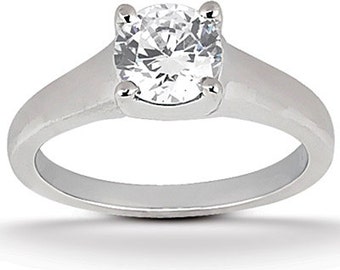 1 ct 6.5mm  Round Forever One (GHI) Moissanite Solid 14K White Gold  Solitaire  Engagement Ring-ENR541