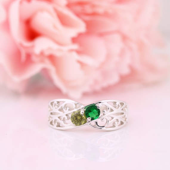 Fleur Swirl Design Mother's Family Birthstone Ring Fleur Swirl Design Mother's Family Birthstone Ring