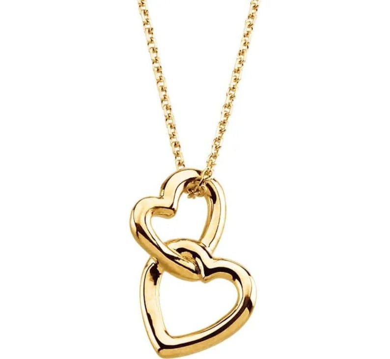 14K Yellow Double Heart 18 Necklace image 1