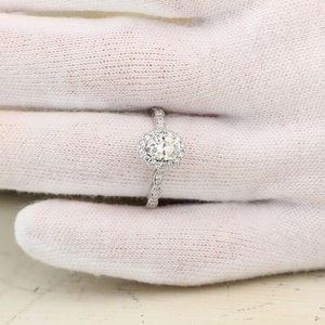 7x5mm Oval Moissanite Solid 14k white gold Antique Style Solitaire Engagement Ring Anniversary Gift For Her st82806 image 8