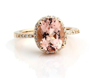 Natural Fancy Color  AAA Facet Cut Morganite  Solid 14K Yellow Gold Diamond engagement Ring Gem11