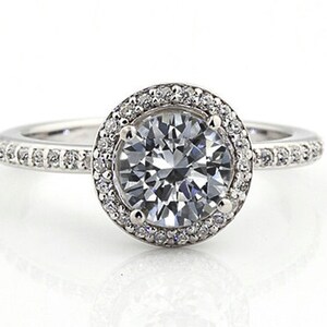 1.25 ct Forever One (GHI) Moissanite Solid 14K White Gold Diamond Engagement Ring - Gem828