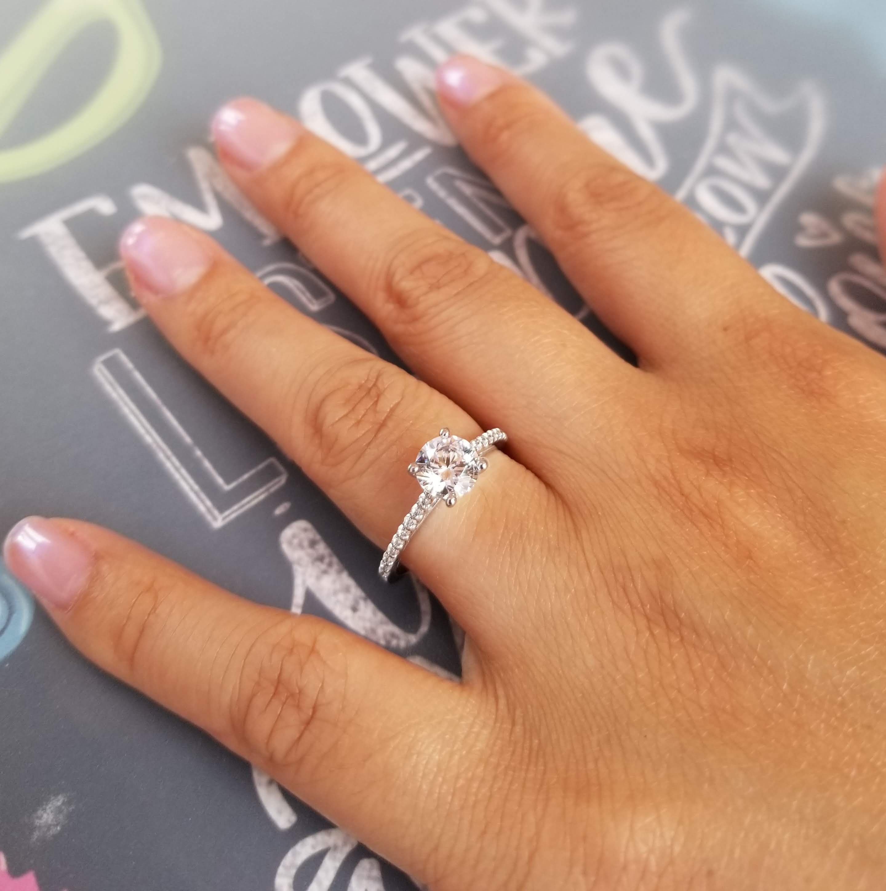 Certified Forever One Moissanite Near Colorless Diamond Cathedral Style Engagement Ring in 14k White Yellow Gold