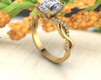 IGI Certified Lab Grown Diamond Solid 14K White Gold Engagement Ring/Bridal Ring / Wedding Ring