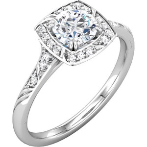 1.0 ct Forever One GHI Moissanite Solid 14K White Gold Diamond Sculptural-Inspired Engagement Ring ST232071 image 1
