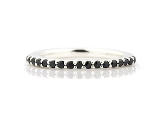 AAA Natural 1/4 ct  Black Diamond Wedding Band Ring 14k White Gold-Specail -  Gem338