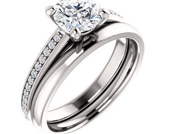 1ct Forever One (GHI) Moissanite Solid 14K White Gold   Engagement  Ring Set - ST233226-1226