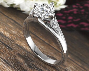 IGI Certified Lab Grown Diamond Solid 14K White Gold Halo Engagement Ring Set Gift For Her