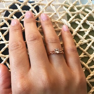 Natural morganite Infinity Style Solitaire Engagement Ring in 14K Rose Gold image 7