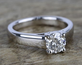 IGI Certified Lab Grown Diamond Solid 14K White Gold Trellis Cathedral Solitaire Engagement Rings  /Bridal Ring / Wedding Ring