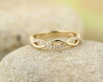 Infinity Band 14K White / Yellow / Rose  Gold  Natural Round Diamond Wedding Half Eternity Band  Aniversary Ring ST233072