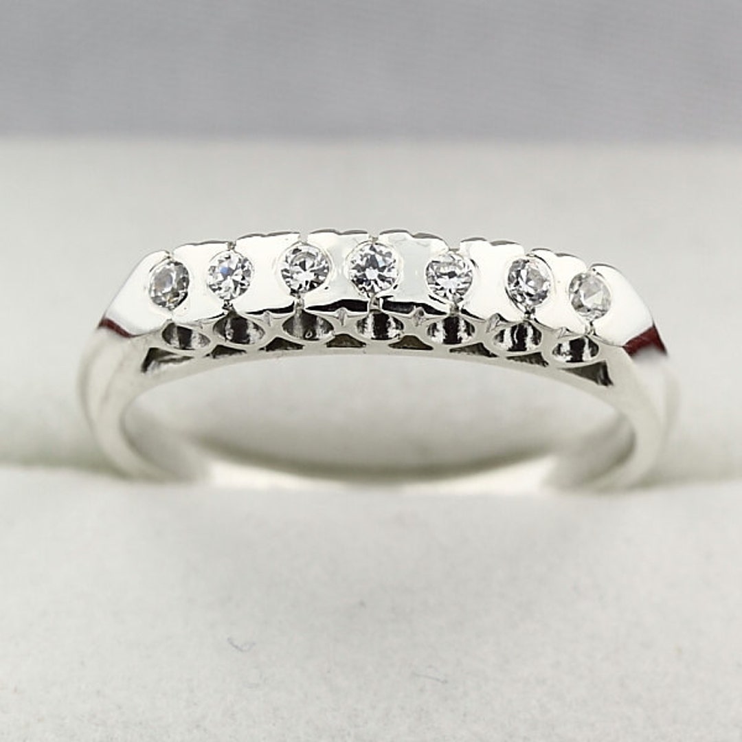 Natural Diamond Antique Wedding Band Ring 14k White Gold - Etsy
