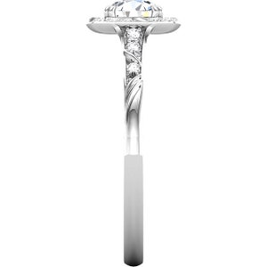 1.0 ct Forever One GHI Moissanite Solid 14K White Gold Diamond Sculptural-Inspired Engagement Ring ST232071 image 3