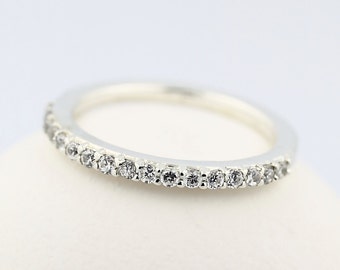 Stackable Natural Diamond Wedding Band Ring 14k White Gold