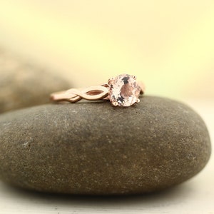 Natural morganite Infinity Style Solitaire Engagement Ring in 14K Rose Gold image 4