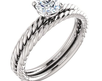 1/2 ct 5mm Forever One (GHI) Moissanite Solid 14K White Gold Engagement Ring Set  ***Special***  ST82737