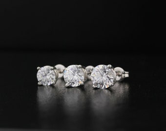 Pair 14K White  4.5 - 6.5mmmm Forever One Moissanite (near-colorless)  4-Prong Friction Backs-ST2985, 2023