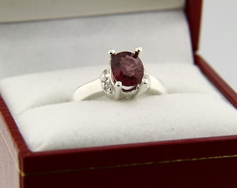 Natural Pink Spinel Solid 14K White Gold Diamond Ring