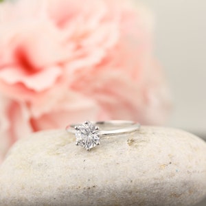 14K Solid Gold Fancy Engagement Ring ,1.00 CT Round Diamond Stimulant Wedding Ring /Moissanite Ring /Anniversary Ring /Promise Ring GEM1434 image 2